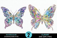 Watercolor Crystal Butterflies Clipart Product Image 1