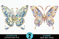 Watercolor Crystal Butterflies Clipart Product Image 1
