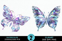 Watercolor Crystal Butterflies Clipart Product Image 1