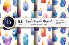 Candles Designed Crystals Watercolor Pattern Digital Paper Product Image 1