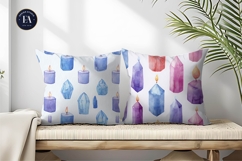 Hand-Painted Crystal Candle Watercolor Digital Paper Product Image 2