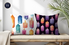 Candles Designed Crystals Watercolor Pattern Digital Paper Product Image 2