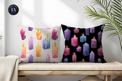 Candles Designed Crystals Watercolor Pattern Digital Paper Product Image 2
