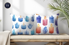 Watercolor Crystal Candles Magical Seamless Digital Paper Product Image 2