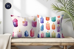 Hand-Painted Crystal Candle Watercolor Digital Paper Product Image 2