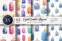 Hand-Painted Crystal Candle Watercolor Digital Paper Product Image 1