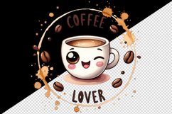 Watercolor cup of coffee and book autumn leaves splash beans coffee lover print tumbler skinny mug wrap clipart t-shirt sublimation printable design