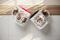 Watercolor cup of coffee and book autumn leaves splash beans coffee lover print tumbler skinny mug wrap clipart t-shirt sublimation printable design