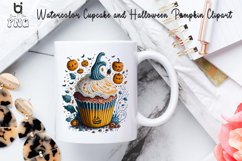 Watercolor Cupcake and Halloween Pumpkin Clipart, Mug Design Product Image 4