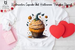 Watercolor Cupcake and Halloween Pumpkin Clipart, Mug Design Product Image 6