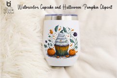Watercolor Cupcake and Halloween Pumpkin Clipart, Mug Design Product Image 7