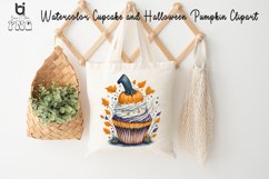 Watercolor Cupcake and Halloween Pumpkin Clipart, Mug Design Product Image 8
