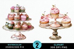 Watercolor Cupcake Stand Exquisite Clipart Product Image 1