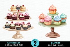 Watercolor Cupcake Stand Exquisite Clipart Product Image 1