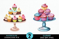 Watercolor Cupcake Stand Exquisite Clipart Product Image 1