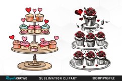 Watercolor Cupcake Stand is On Display Clipart Bundle Product Image 3