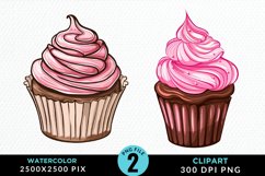 Watercolor Cupcakes Clipart Bundle Product Image 3