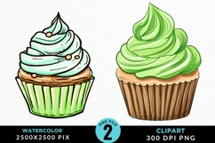 Watercolor Cupcakes Graphic Clipart Product Image 1