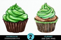 Watercolor Cupcakes Graphic Clipart Product Image 1