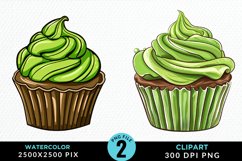 Watercolor Cupcakes Graphic Clipart Product Image 1
