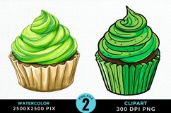 Watercolor Cupcakes Graphic Clipart Product Image 1