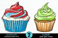 Watercolor Cupcakes Graphic Clipart Product Image 1