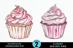 Watercolor Cupcakes Clipart Bundle Product Image 4