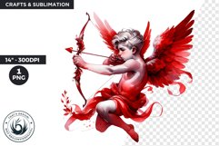 Valentines day clipart, Watercolor Cupid clipart, red cupid Product Image 1