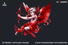 Valentines day clipart, Watercolor Cupid clipart, red cupid Product Image 2