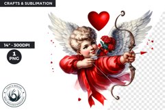 Valentines day clipart, Watercolor Cupid clipart, red cupid Product Image 1