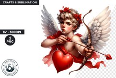 Valentines day clipart, Watercolor Cupid clipart, red cupid Product Image 1