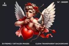 Valentines day clipart, Watercolor Cupid clipart, red cupid Product Image 2