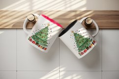 Watercolor cute adorable Christmas tree gift box New Year winter 20 oz tumbler skinny mug wrap clipart t-shirt sublimation printable design