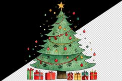 Watercolor cute adorable Christmas tree gift box New Year winter 20 oz tumbler skinny mug wrap clipart t-shirt sublimation printable design
