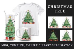 Watercolor cute adorable Christmas tree gift box New Year winter 20 oz tumbler skinny mug wrap clipart t-shirt sublimation printable design