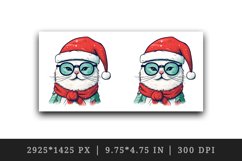 Watercolor cute adorable cool cat Christmas Santa Claus hat helper New Year 20 oz tumbler skinny mug wrap clipart t-shirt sublimation printable design