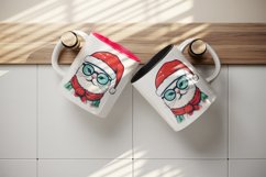 Watercolor cute adorable cool cat Christmas Santa Claus hat helper New Year 20 oz tumbler skinny mug wrap clipart t-shirt sublimation printable design