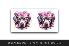 Watercolor cute adorable dog puppy floral pink flowers sparkle print 20 oz tumbler skinny mug wrap clipart t-shirt sublimation printable design