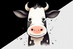 Watercolor cute adorable funny cow bull cartoon farm animal print 20 oz tumbler skinny mug wrap clipart t-shirt sublimation printable design