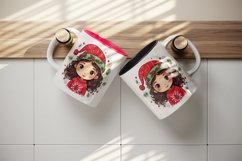 Watercolor cute adorable girl Christmas Santa Claus hat helper New Year 20 oz tumbler skinny mug wrap clipart t-shirt sublimation printable design