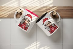 Watercolor cute adorable girl Christmas Santa Claus hat helper New Year 20 oz tumbler skinny mug wrap clipart t-shirt sublimation printable design