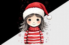 Watercolor cute adorable girl Christmas Santa Claus hat helper New Year 20 oz tumbler skinny mug wrap clipart t-shirt sublimation printable design