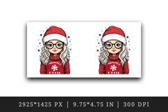 Watercolor cute adorable girl Christmas Santa Claus hat helper New Year 20 oz tumbler skinny mug wrap clipart t-shirt sublimation printable design