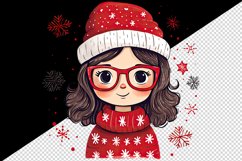 Watercolor cute adorable girl Christmas Santa Claus hat helper New Year 20 oz tumbler skinny mug wrap clipart t-shirt sublimation printable design