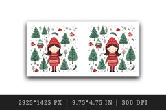 Watercolor cute adorable girl Christmas tree house New Year winter forest 20 oz tumbler skinny mug wrap clipart t-shirt sublimation printable design