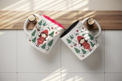 Watercolor cute adorable girl Christmas tree house New Year winter forest 20 oz tumbler skinny mug wrap clipart t-shirt sublimation printable design