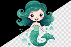 Watercolor cute adorable mermaid girl fantasy kawaii cartoon character print 20 oz tumbler skinny mug wrap clipart t-shirt sublimation printable design