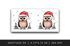 Watercolor cute adorable owl Christmas tree hat Santa Claus New Year 20 oz tumbler skinny mug wrap clipart t-shirt sublimation printable design