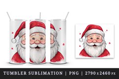 Watercolor cute adorable Santa Claus Christmas hat New Year winter snow 20 oz tumbler skinny mug wrap clipart t-shirt sublimation printable design
