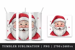 Watercolor cute adorable Santa Claus Christmas hat New Year winter snow 20 oz tumbler skinny mug wrap clipart t-shirt sublimation printable design